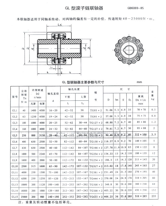 GL链条联轴器